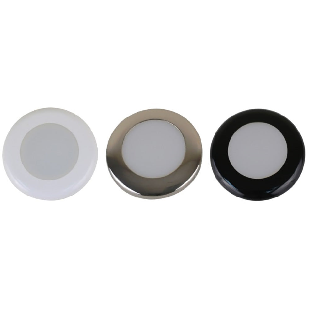 Scandvik 41290P A3C Downlight Kit - Warm White w/SS, White, Black Trim Rings