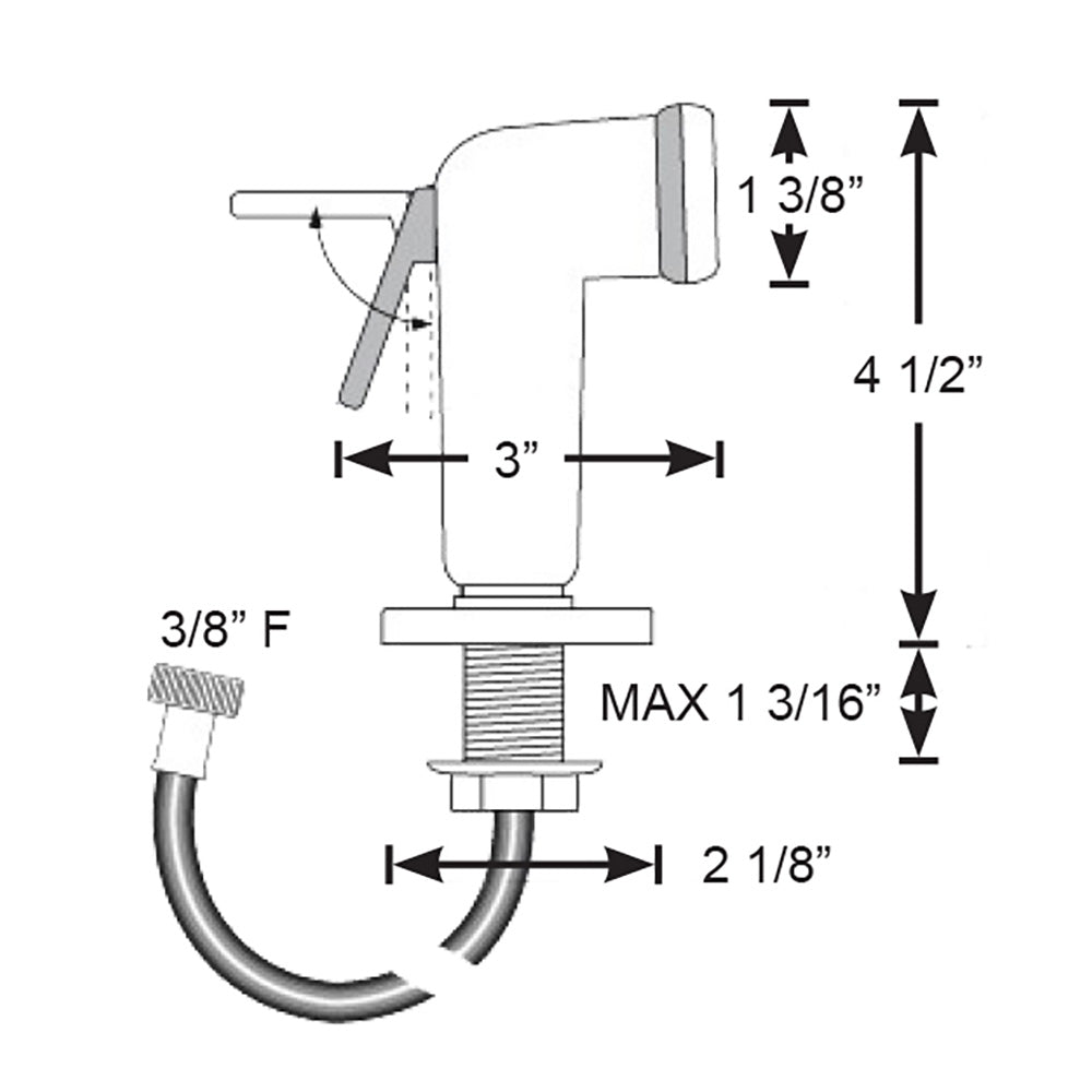 Scandvik 10196P Straight Handle Pull Out Sprayer - White w/6 Hose