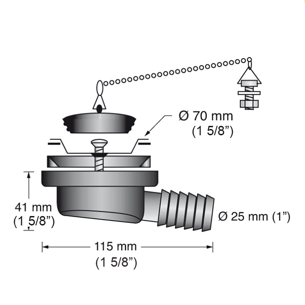 Scandvik 10306P Low Profile Drain Stopper - 1" Outlet