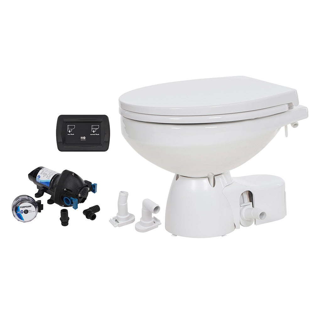 Jabsco 38245-4192RSP Quiet Flush E2 Raw Water Toilet Regular Bowl - 12V Soft Close Lid