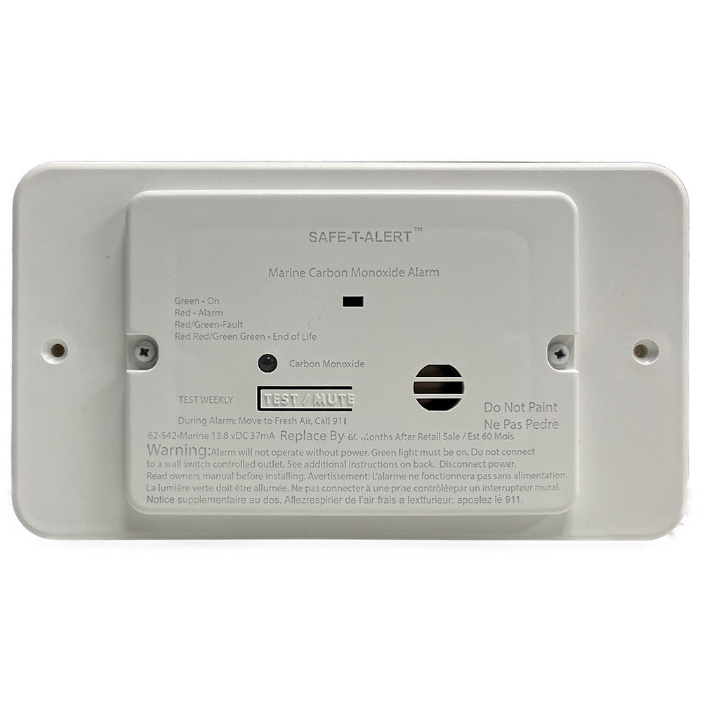 Safe-T-Alert 62-542-TR-WT-M 62 Series Marine Carbon Monoxide - Flush Mount - White - 12V w/Trim Ring