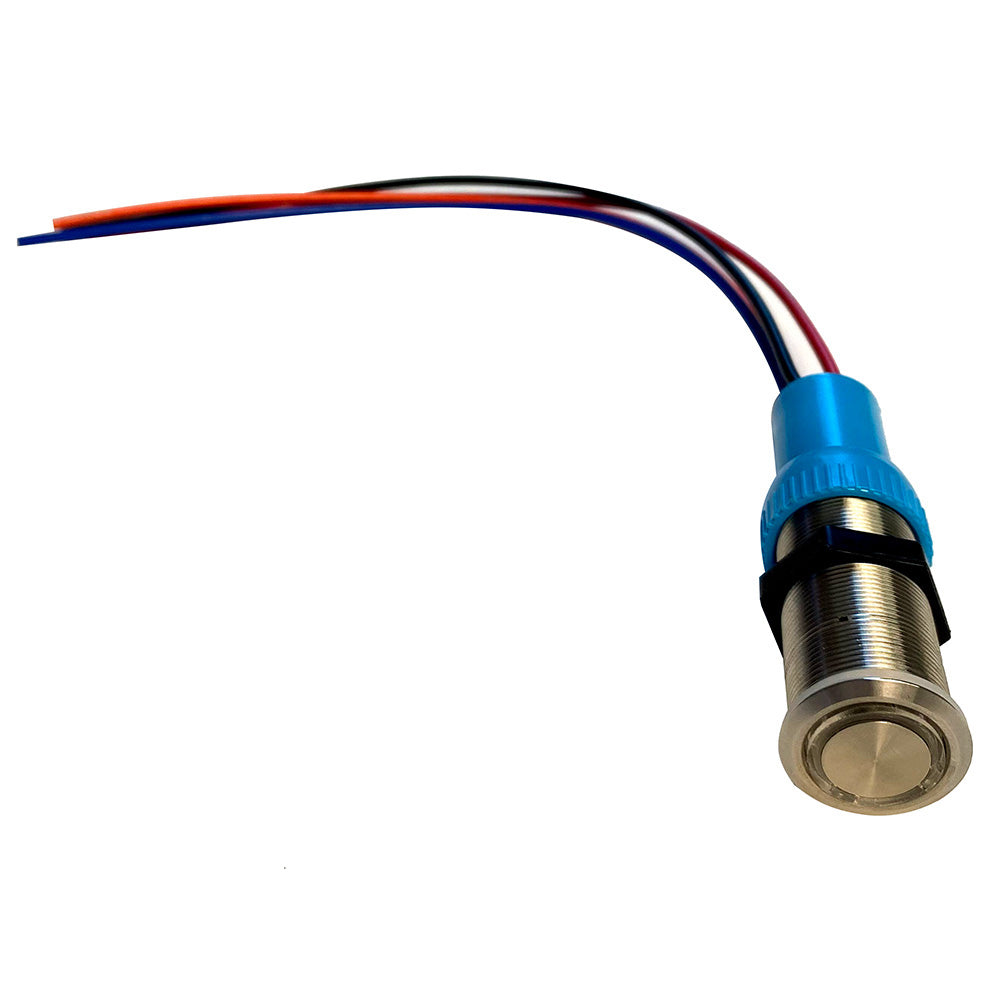 Bluewater 9059-2123-4 22mm Push Button Switch - Off/(On)/(On) Double Momentary Contact - Blue/Green/Red LED - 4' Lead