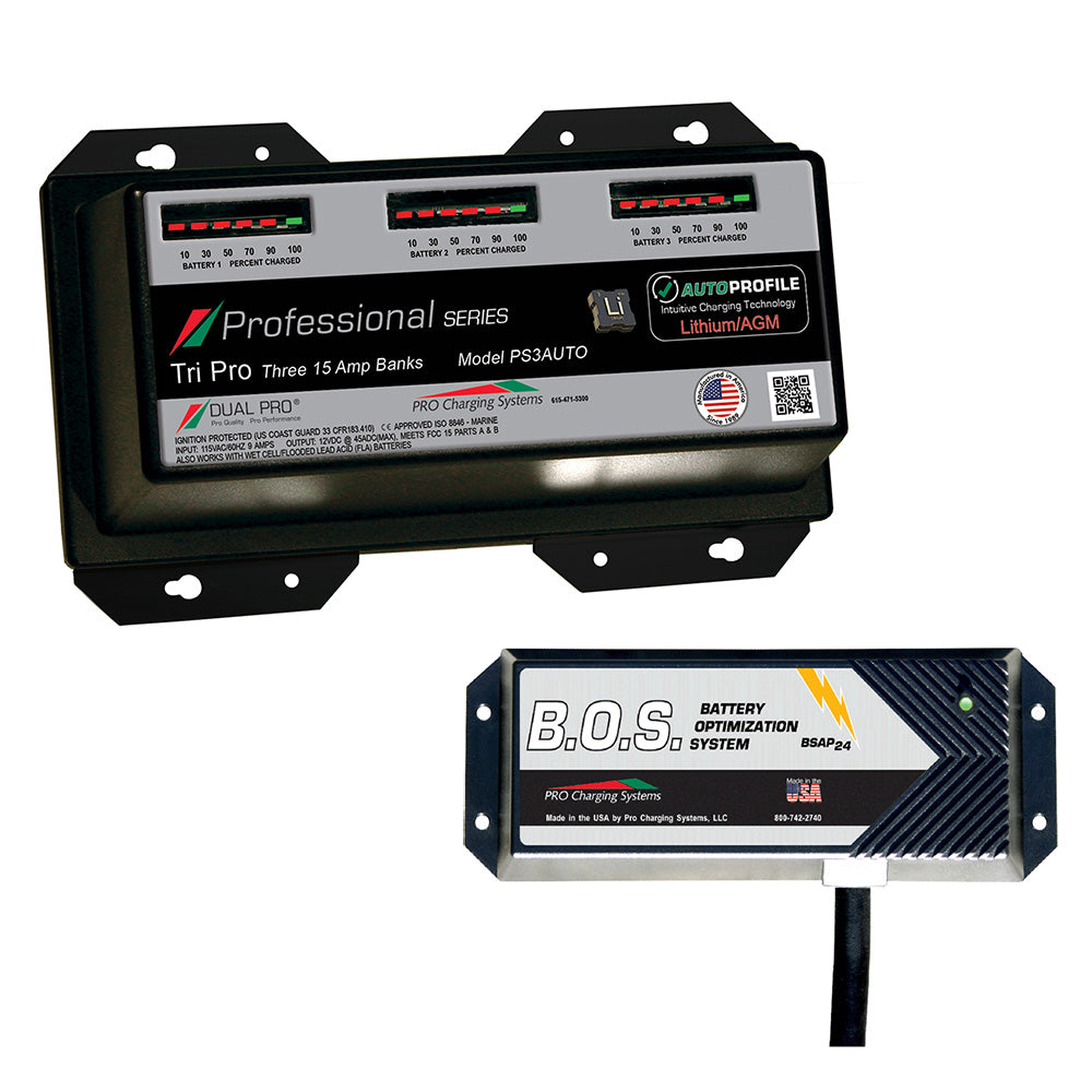 Dual Pro PS3AUTO/BOS12V2 PS3 Auto 3 Bank Battery Charger w/2 Bank B.O.S.