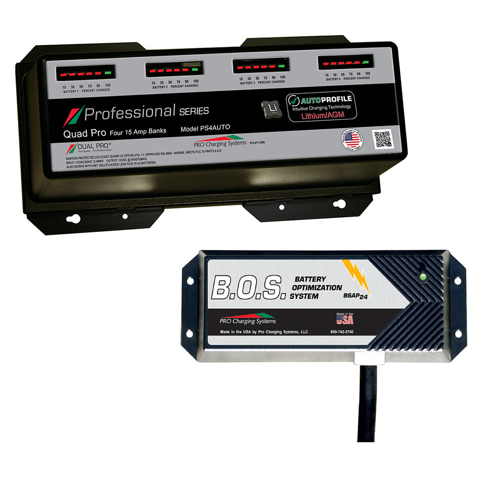 Dual Pro PS4AUTO/BOS12V3 PS4 Auto 4 Bank Battery Charger w/3 Bank B.O.S.