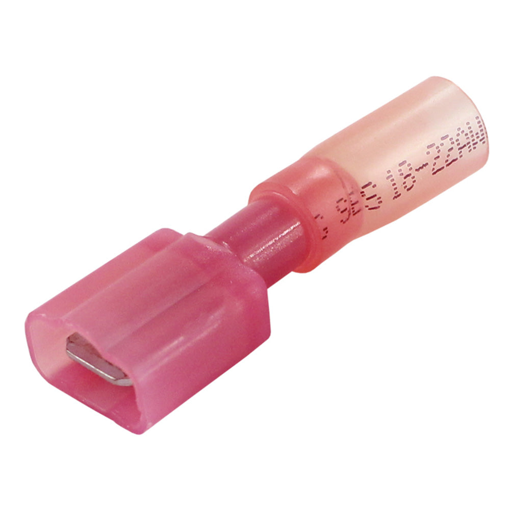 Pacer TDE18-250FIM-100 22-18 AWG Fully-Insulated Male Disconnect Terminal - Red - 100 Pack