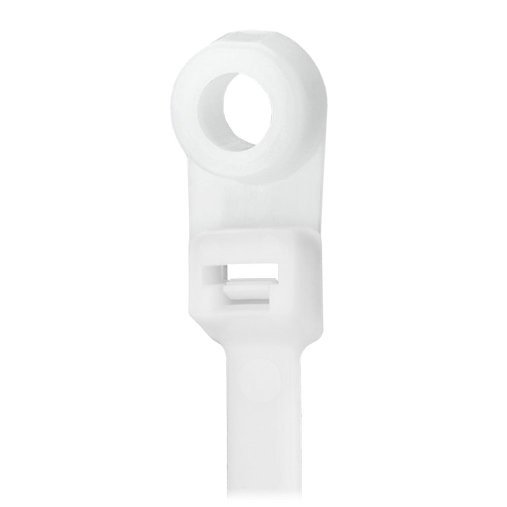 Pacer CTMR2S-100 8" Cable Tie w/Mounting Ring - Natural Color - 50lb Tensile Strength - 2" Bundle Diameter - 100 Piece Bag