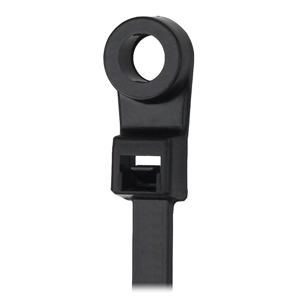 Pacer CTMR4S-100BK 15" Cable Tie w/Mounting Ring - Black - 50lb Tensile Strength - 4" Bundle Diameter - 100 Piece Bag