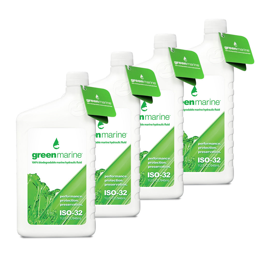 Power-Pole GM-ISO32-QT-4PK 4-Pack of Green Marine ISO-32 Hydraulic Fluid (1 qt Bottles)