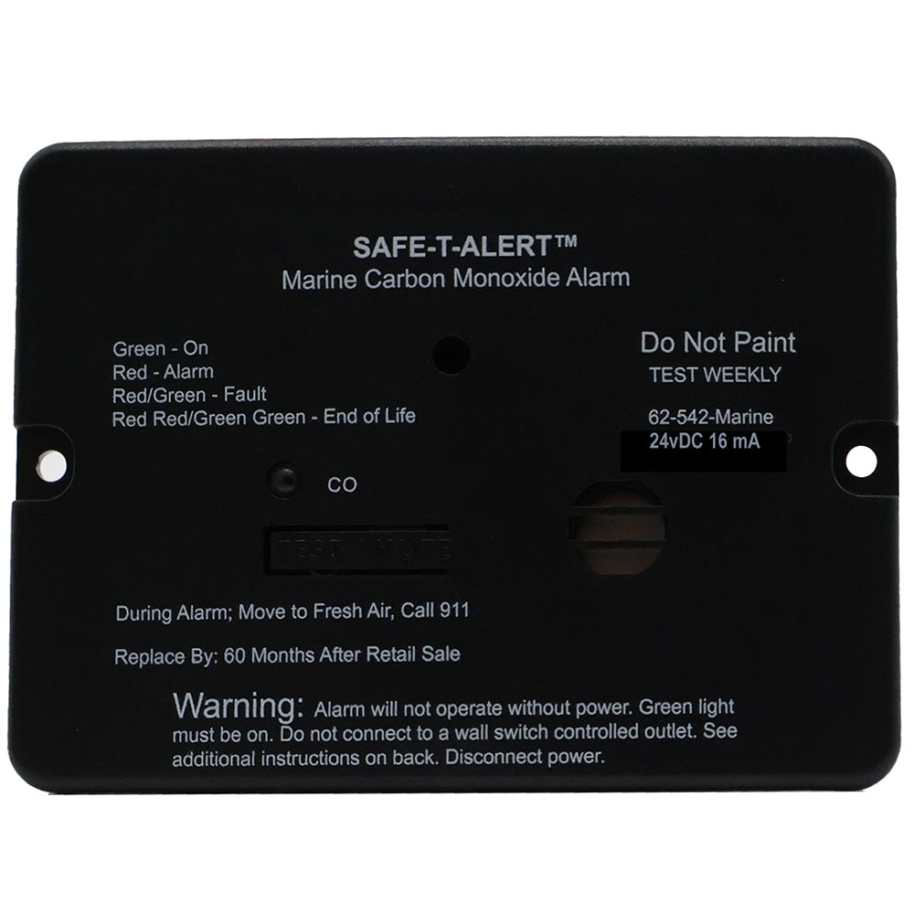 Safe-T-Alert 62-542-BL-MARINE-24V 62 Series Marine Carbon Monoxide Alarm - 24V Flush Mount - Black