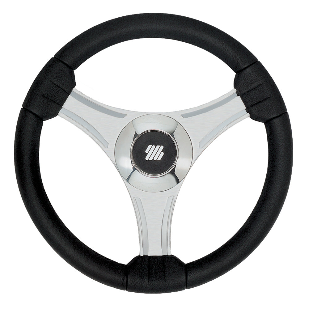 Uflex 65277N - Tavolara - 13.8" Black Polyurethane Steering Wheel w/Silver Spokes X62 Hub