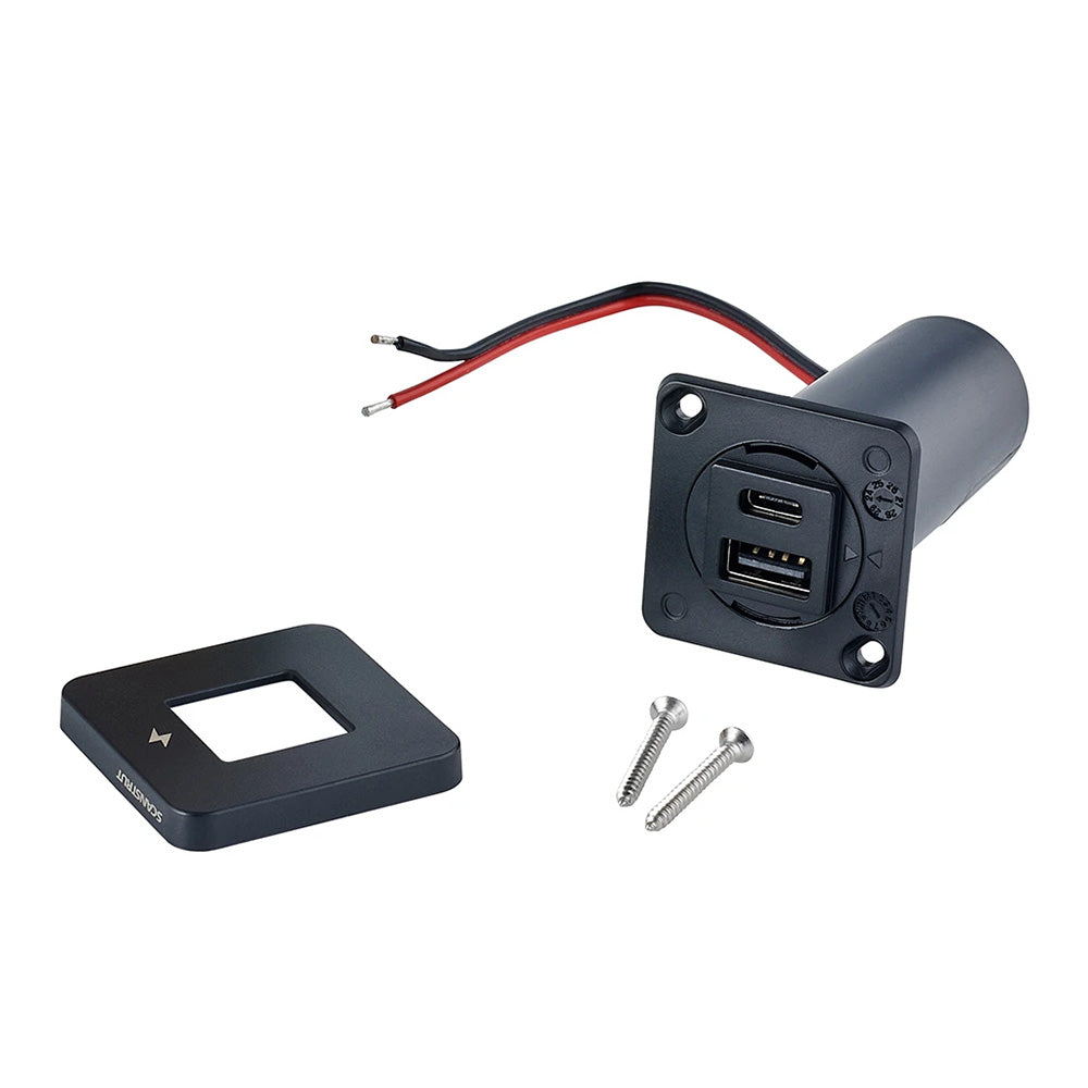Scanstrut SC-TILE-10 TILE USB-A/USB-C Interior Charging Socket - 12/24V - Black Bezel