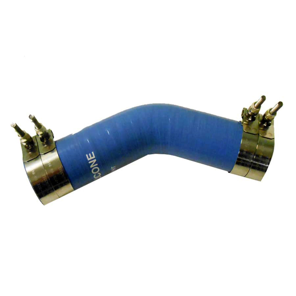 Trident Marine 242V2120-S/S 2-1/2" ID 45 Blue Silicone Molded Wet Exhaust Elbow w/4 T-Bolt Clamps