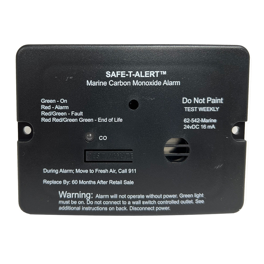 Safe-T-Alert 62-542-R-BL-24V 62 Series Carbon Monoxide Alarm - 24V Flush Mount - Black w/Relay