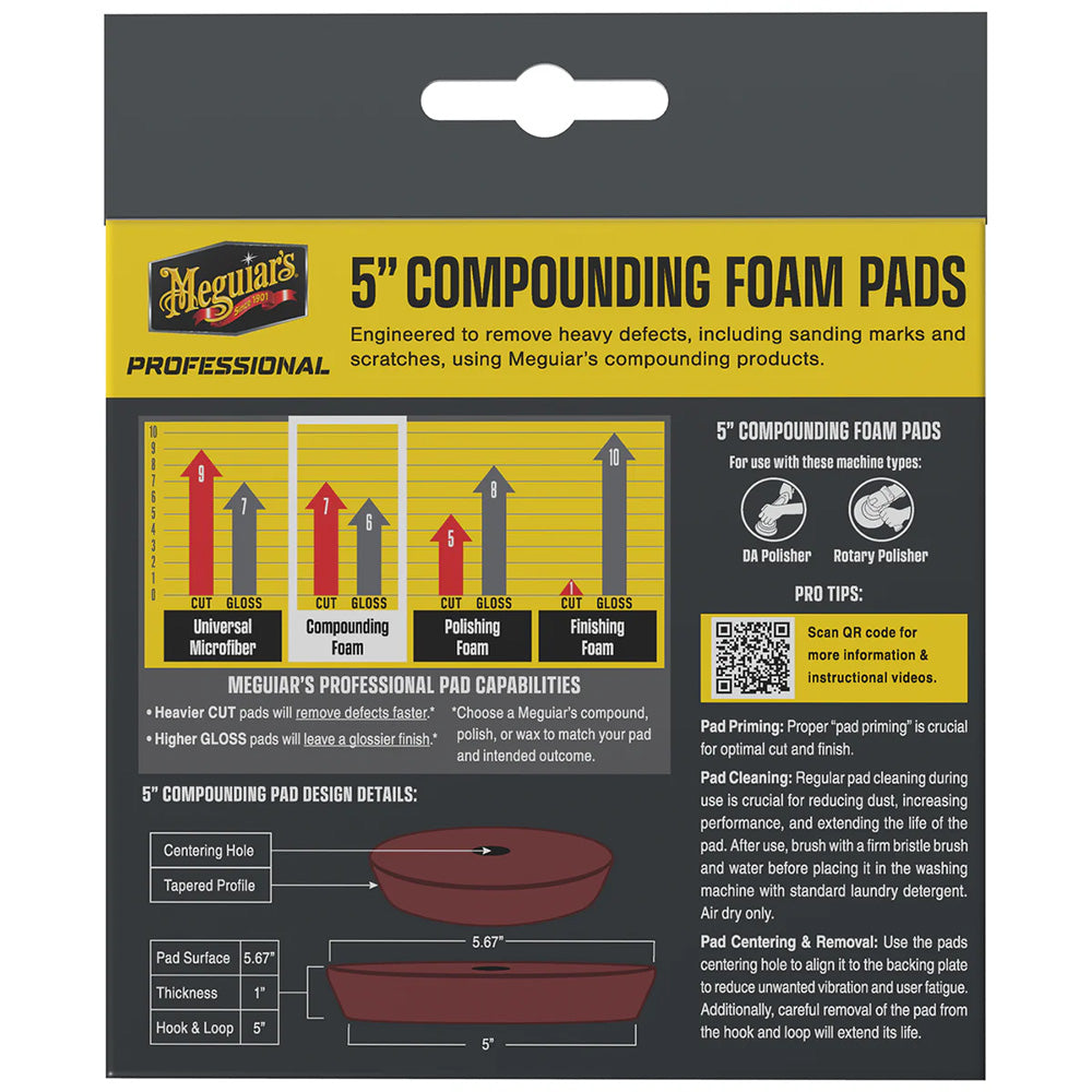 Meguiar's M5CFP2 Professional 5" Compounding Foam Pads *2-Pack