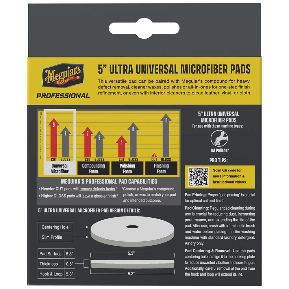 Meguiar's M5MFP2 Professional 5" Ultra Universal Microfiber Pads *2-Pack