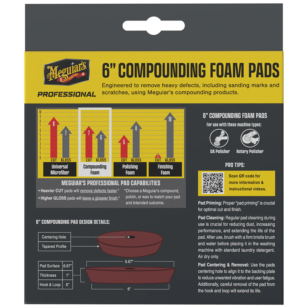 Meguiar's M6CFP2 Professional 6" Compounding Foam Pads *2-Pack