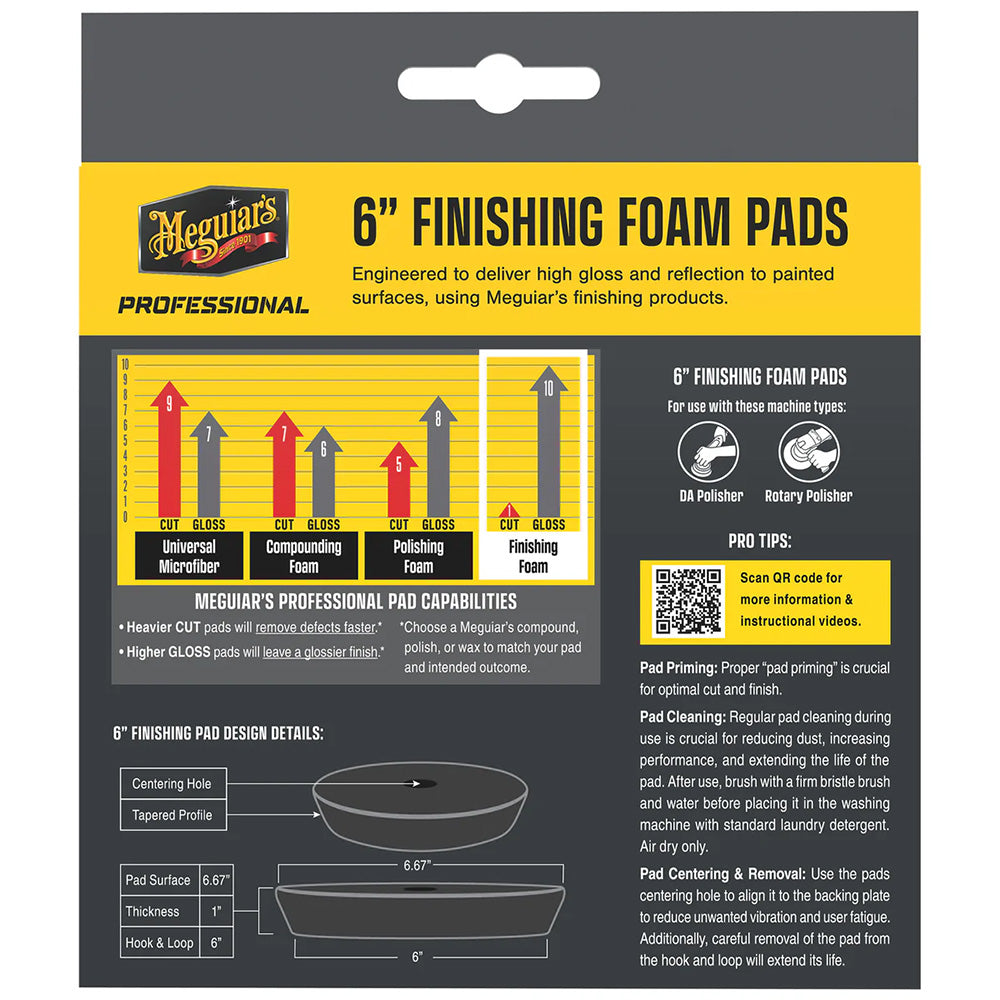 Meguiar's M6FFP2 Professional 6" Foam Finishing Pads *2-Pack