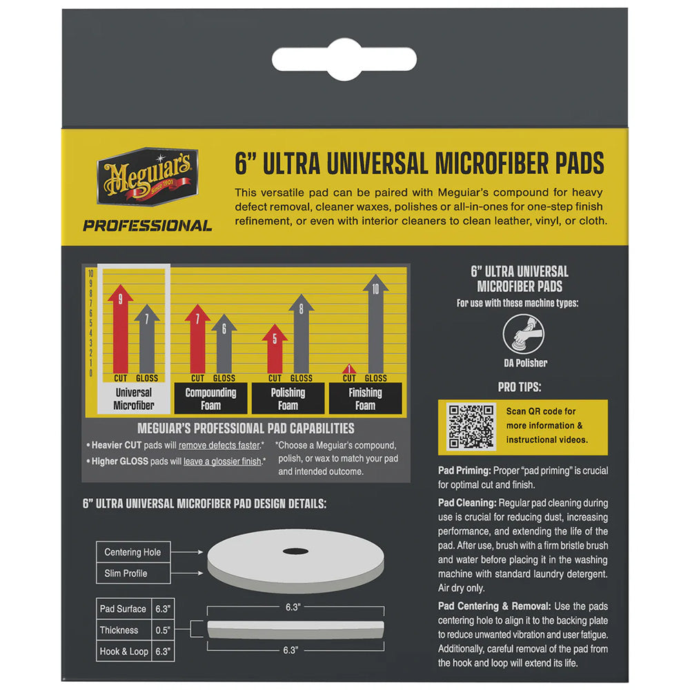 Meguiar's M6MFP2 Professional 6" Ultra Universal Microfiber Pads *2-Pack
