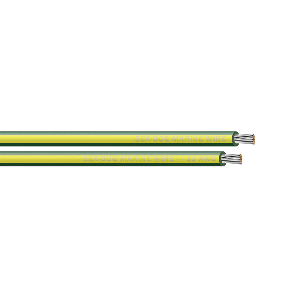 Sea-Dog 8010140 10 AWG Green/Yellow Stripe Primary Wire - 25'