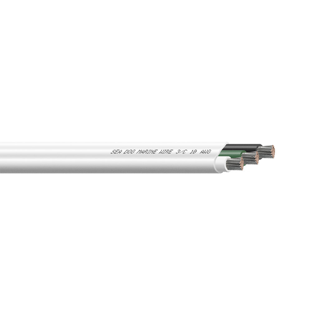 Sea-Dog 8010305 10/3 AWG Flat Triplex Wire - White/Green/Black - 300'