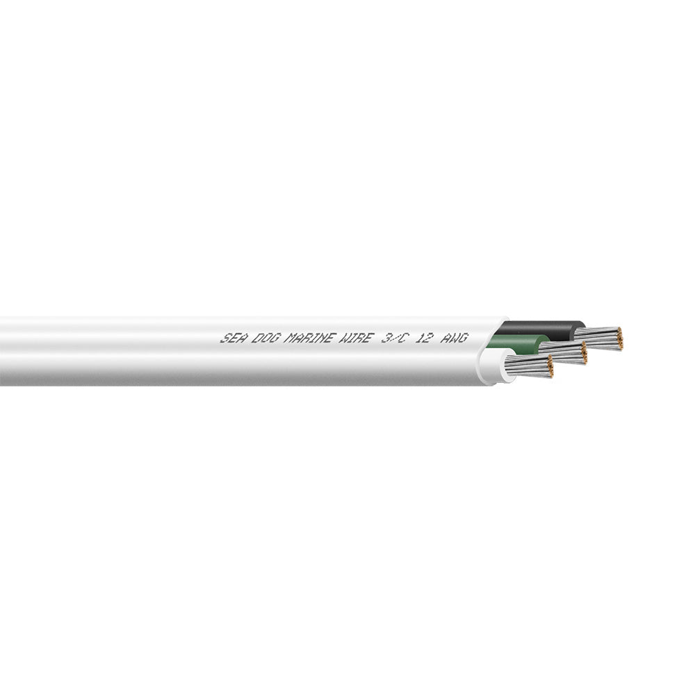 Sea-Dog 8012308 12/3 AWG Flat Triplex Wire - White/Green/Black - 750'