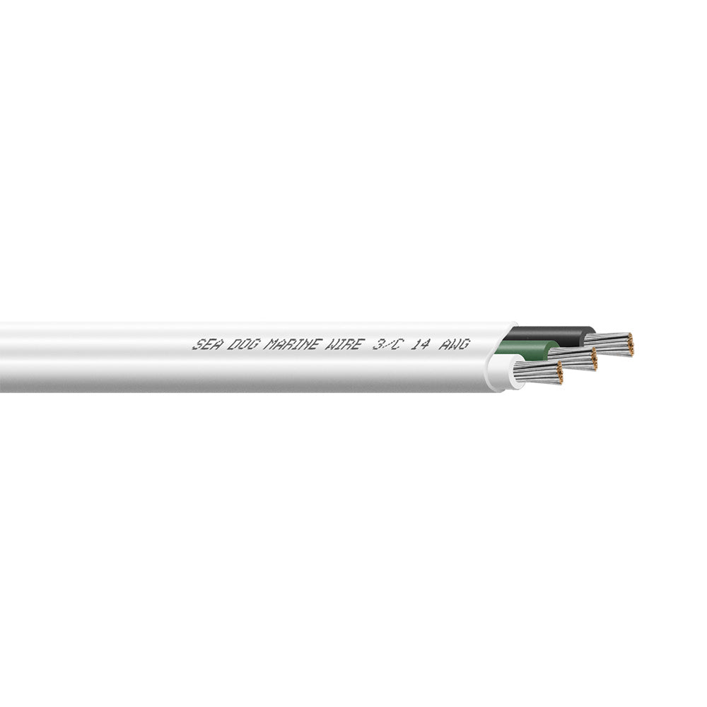 Sea-Dog 8014309 14/3 AWG Flat Triplex Wire - White/Green/Black - 900'