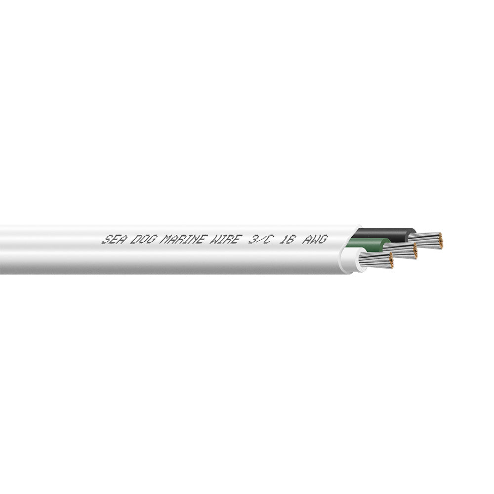 Sea-Dog 8016307 16/3 AWG Flat Triplex Wire - White/Green/Black - 500'