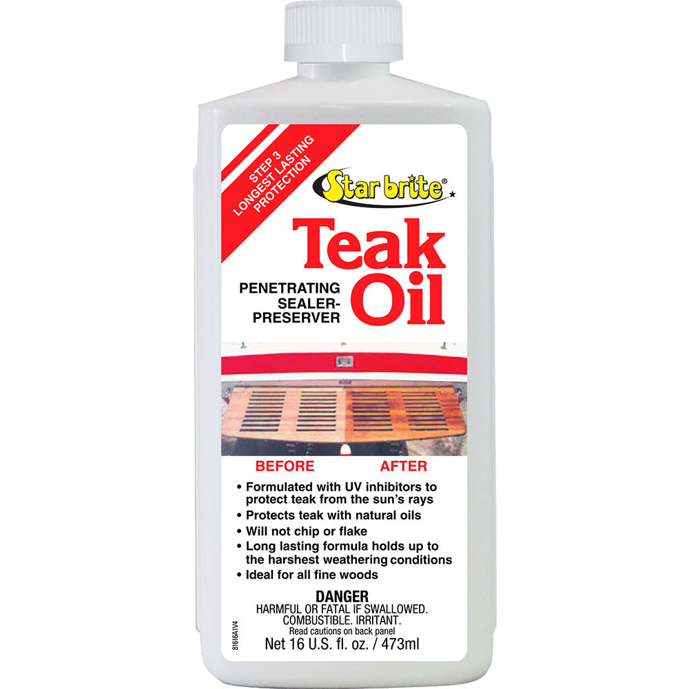 Star brite 81616 Teak Oil - Long Lasting, Penetrating, Sealer, Preserver w/UV Inhibitors - 16 oz