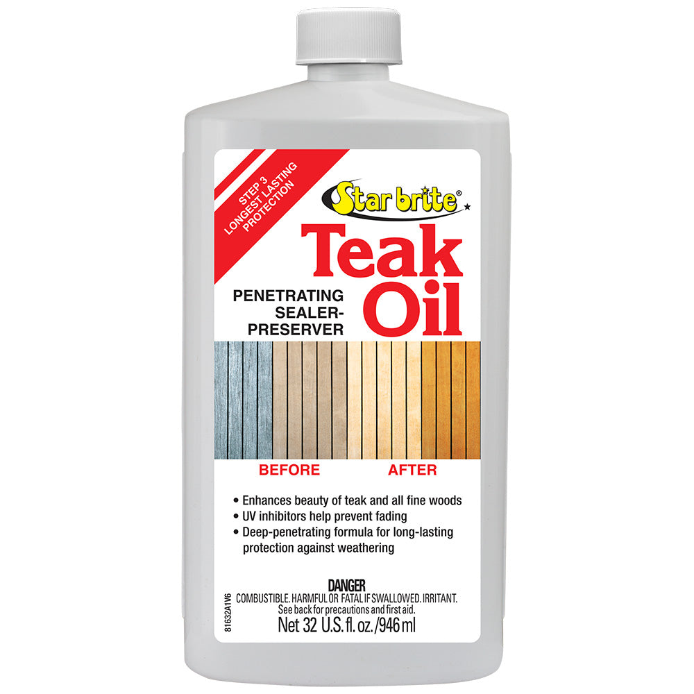 Star brite 81632 Teak Oil - Long Lasting, Penetrating, Sealer, Preserver w/UV Inhibitors - 32 oz