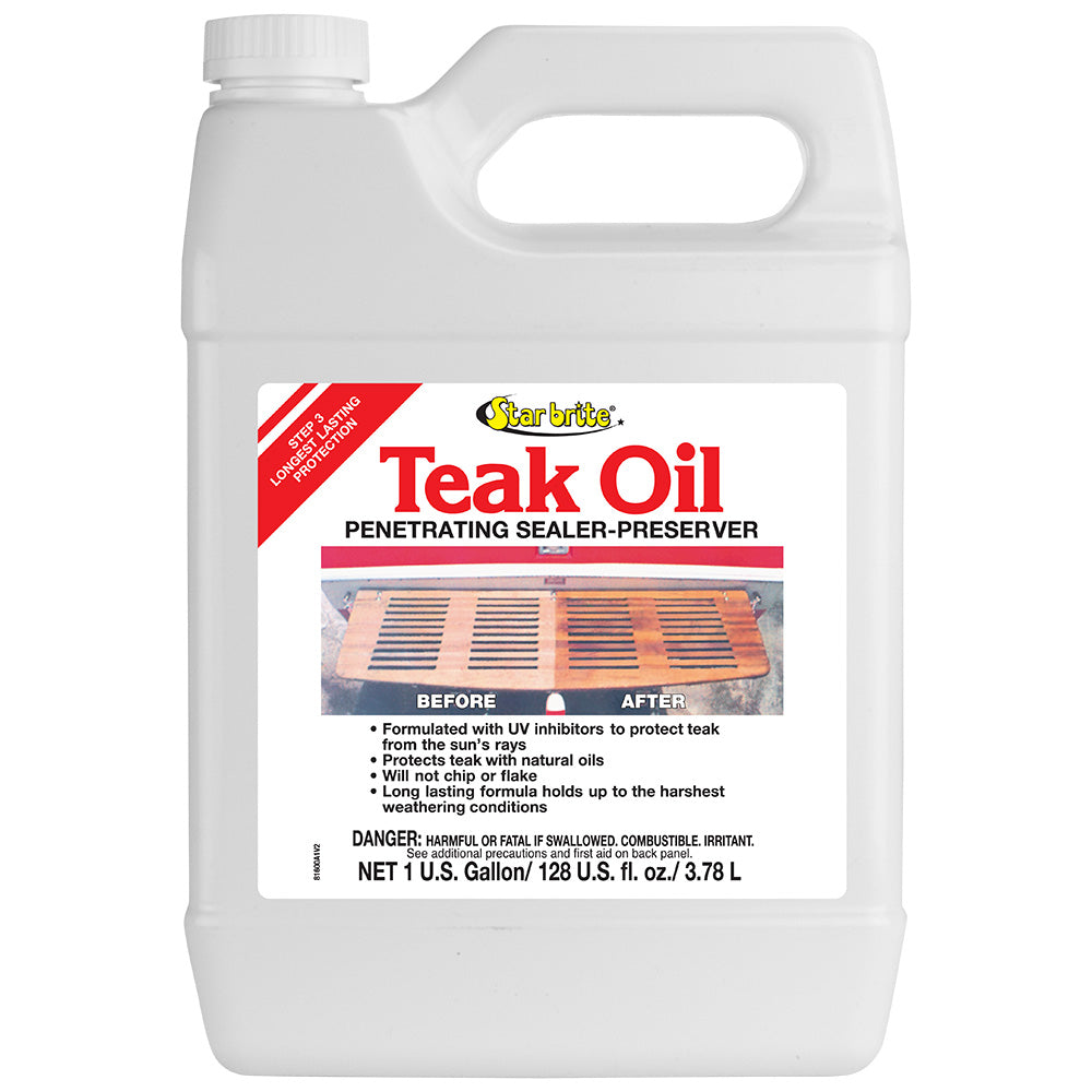 Star brite 81600 Teak Oil - Long Lasting, Penetrating, Sealer, Preserver w/UV Inhibitors - 1 Gallon