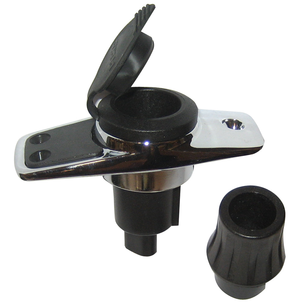Perko 1060PB0DP Locking Collar Pole Light Mounting Base - 2 Pin - Chrome Plated w/Black Cover