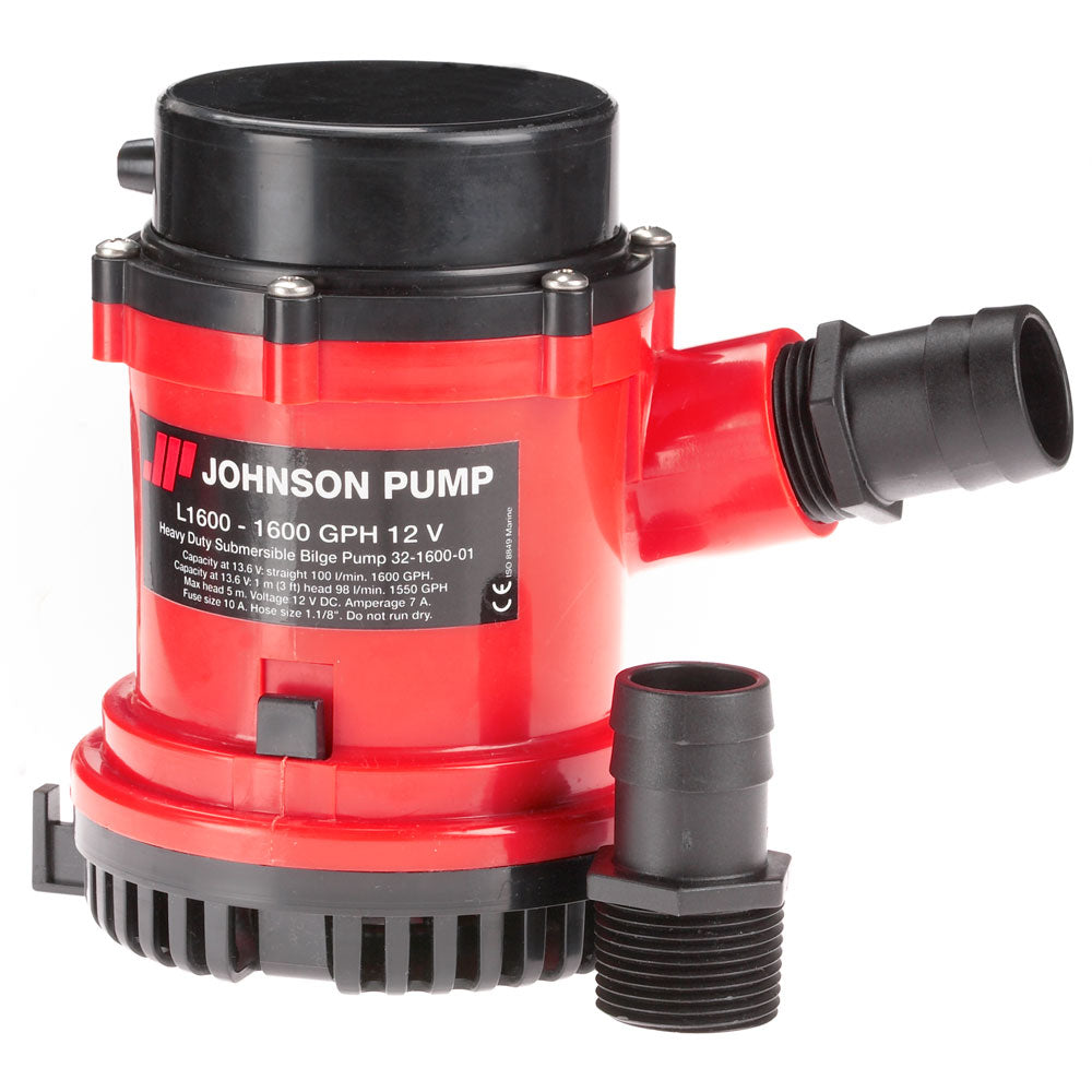 Johnson Pump 16004-00 1600 GPH Bilge Pump 1-1/8" Hose 12V