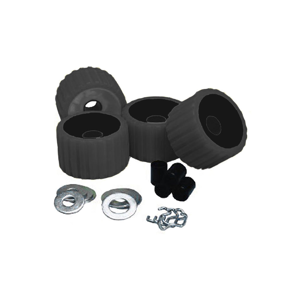 C.E. Smith 29210 Ribbed Roller Replacement Kit - 4 Pack - Black