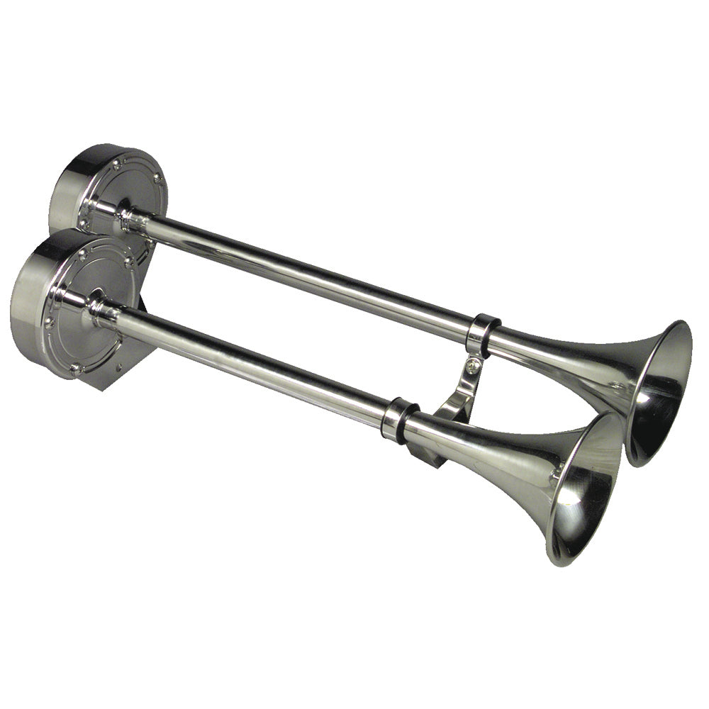 Schmitt Marine 10028 Deluxe All-Stainless Dual Trumpet Horn - 12V