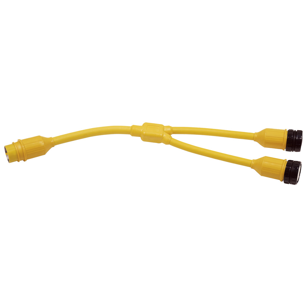 Marinco 153AY Y-Adapter, 2-30A 125V Locking to 50A 125/250V Locking
