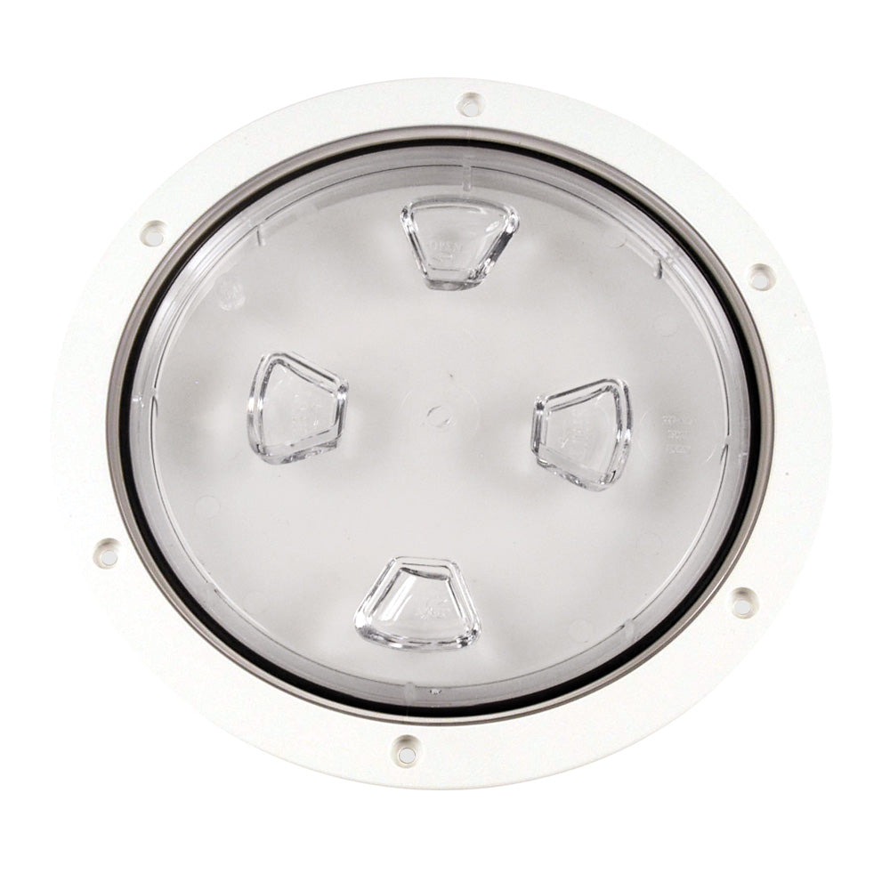 Beckson DP80-W-C 8" Clear Center Screw-Out Deck Plate - White
