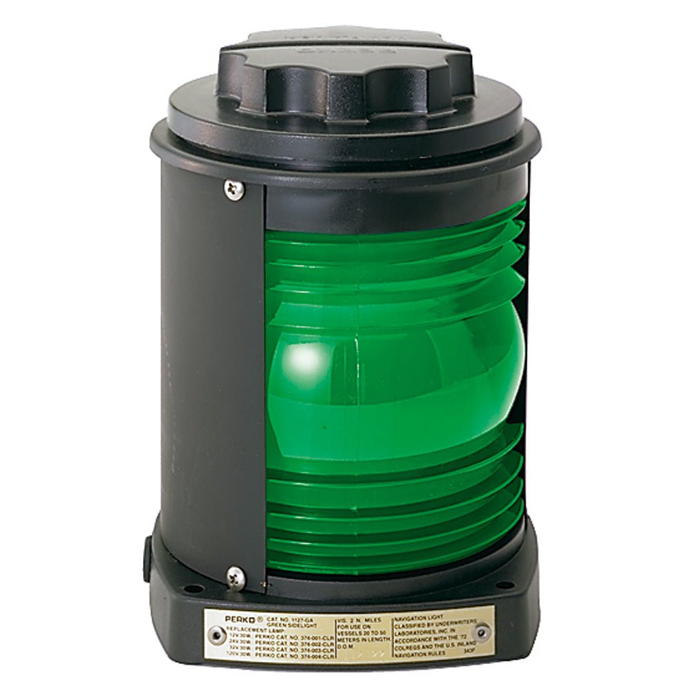 Perko 1127GA0BLK Side Light - Black Plastic, Green Lens