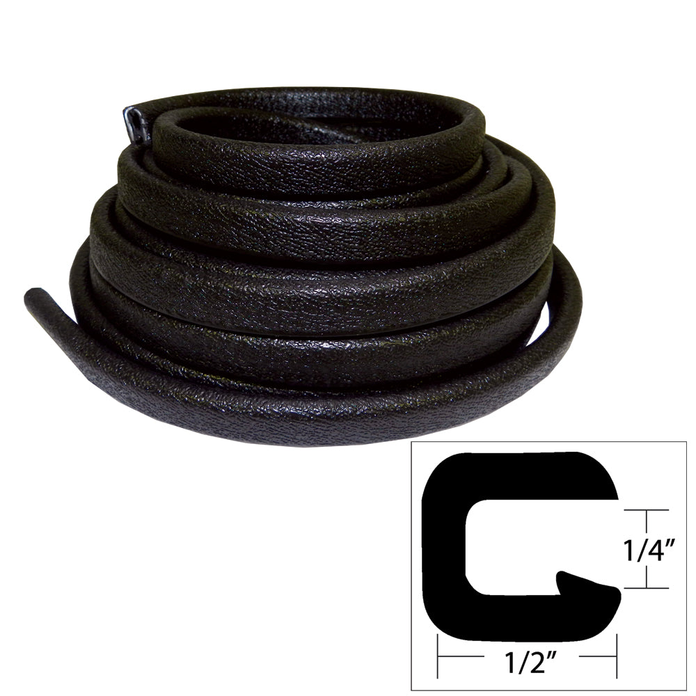 TACO V30-1008B25-1 Flexible Vinyl Trim - 1/4" Opening x 1/2"W x 25'L - Black