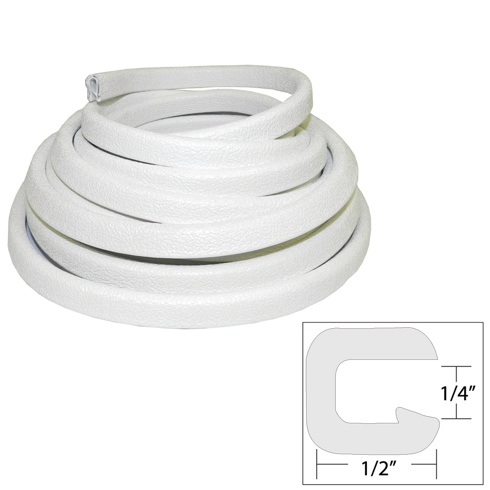 TACO V30-1008W25-1 Flexible Vinyl Trim - 1/4" Opening x 1/2"W x 25'L - White