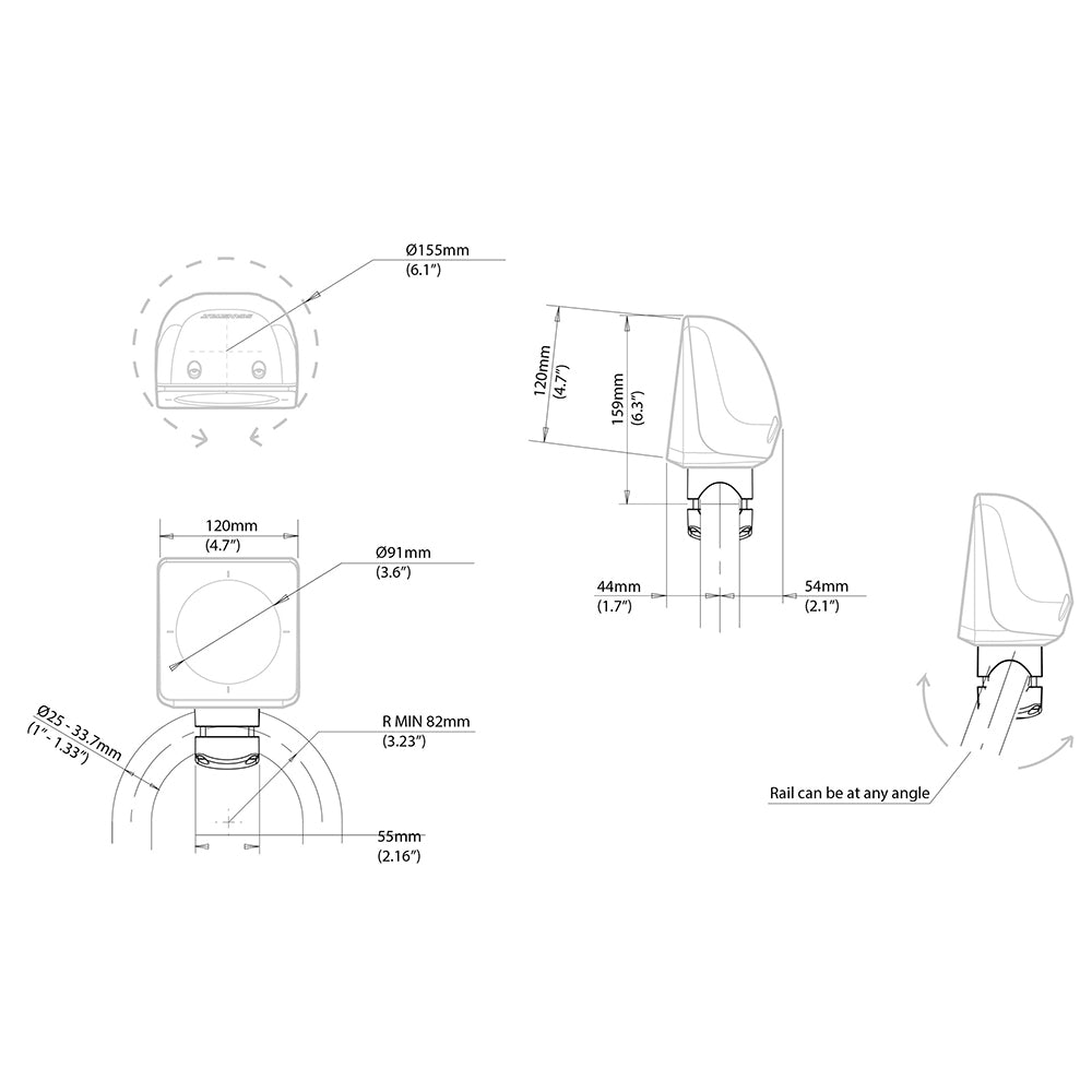 Scanstrut SPR-1I-RM Scanpod Single Instrument Pod Rail Mount - Cut f/Standard Instrument - Fits 1" - 1.33" Rails