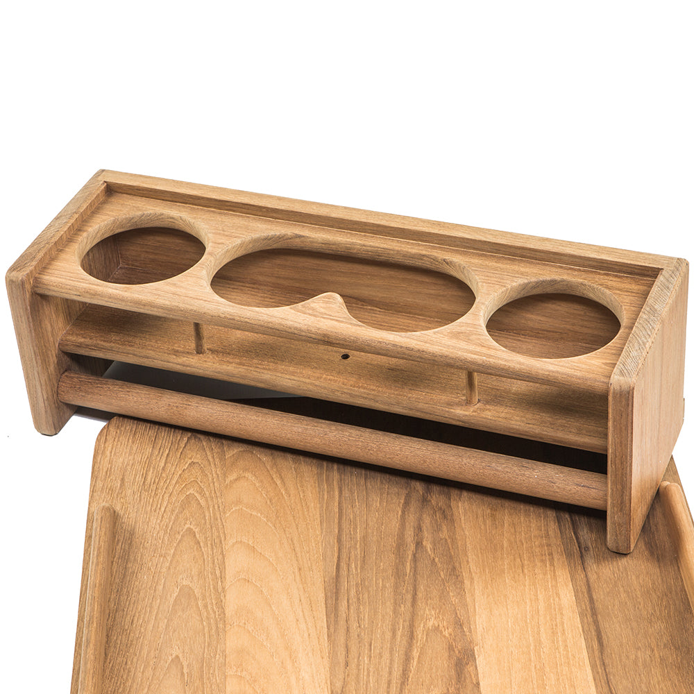 Whitecap 61394C Teak Drinkholder w/Removable Cockpit Table Top - Holds 4 Glasses