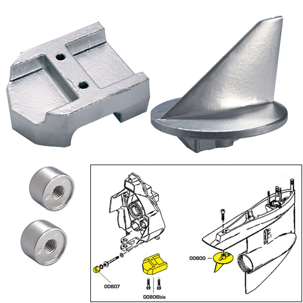 Tecnoseal 20800AL Anode Kit w/Hardware - Mercury Alpha 1 Gen 1 - Aluminum