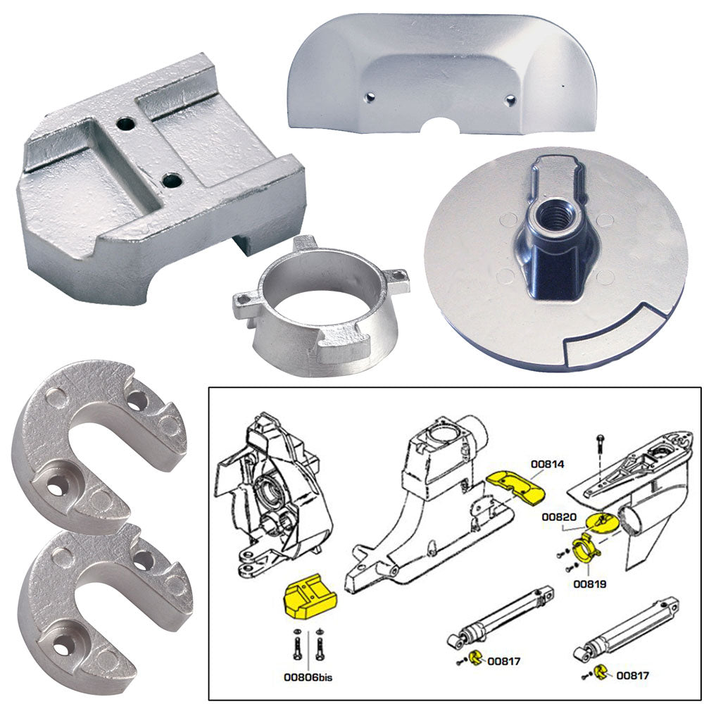 Tecnoseal 20801 Anode Kit w/Hardware - Mercury Alpha 1 Gen 2 - Zinc