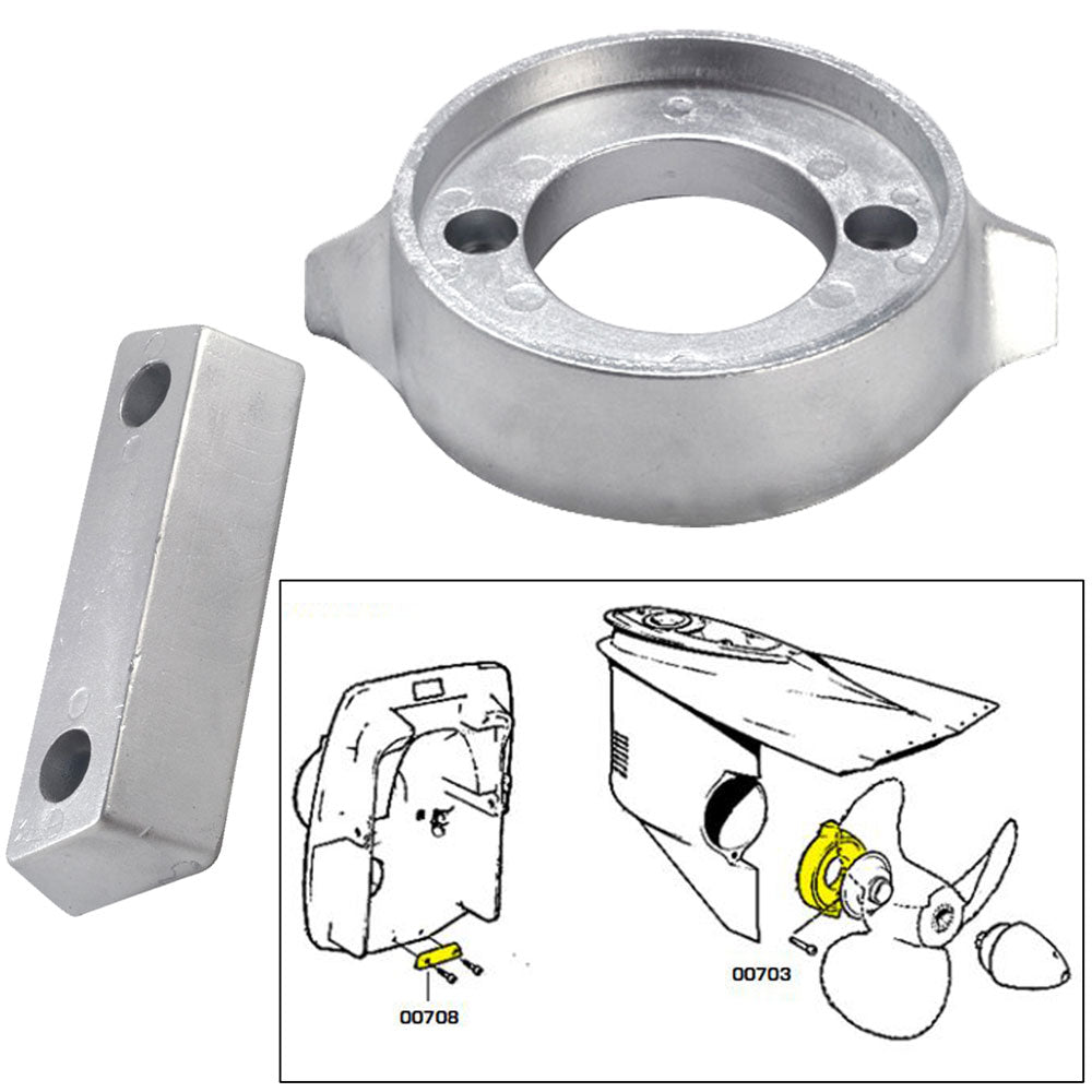 Tecnoseal 20705MG Anode Kit w/Hardware - Volvo 290 - Magnesium
