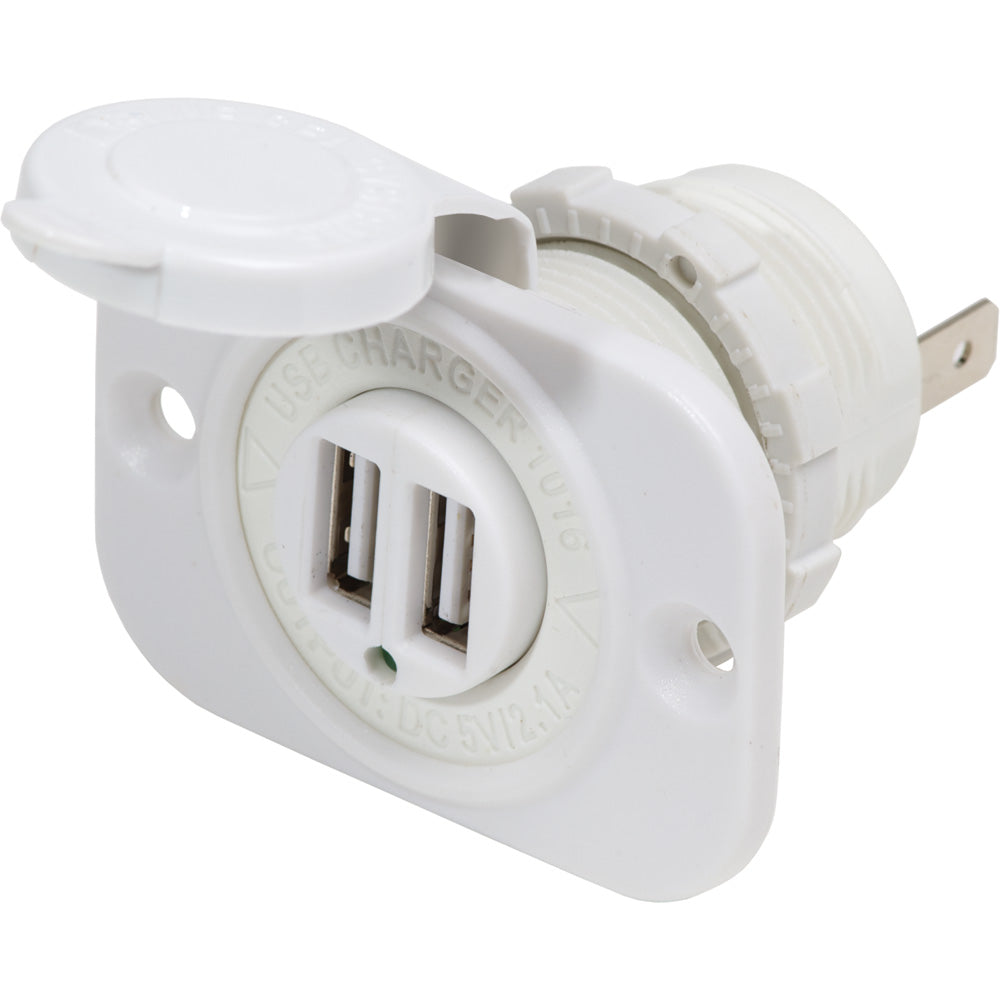 Blue Sea 1016200 12V DC Dual USB Charger Socket - White