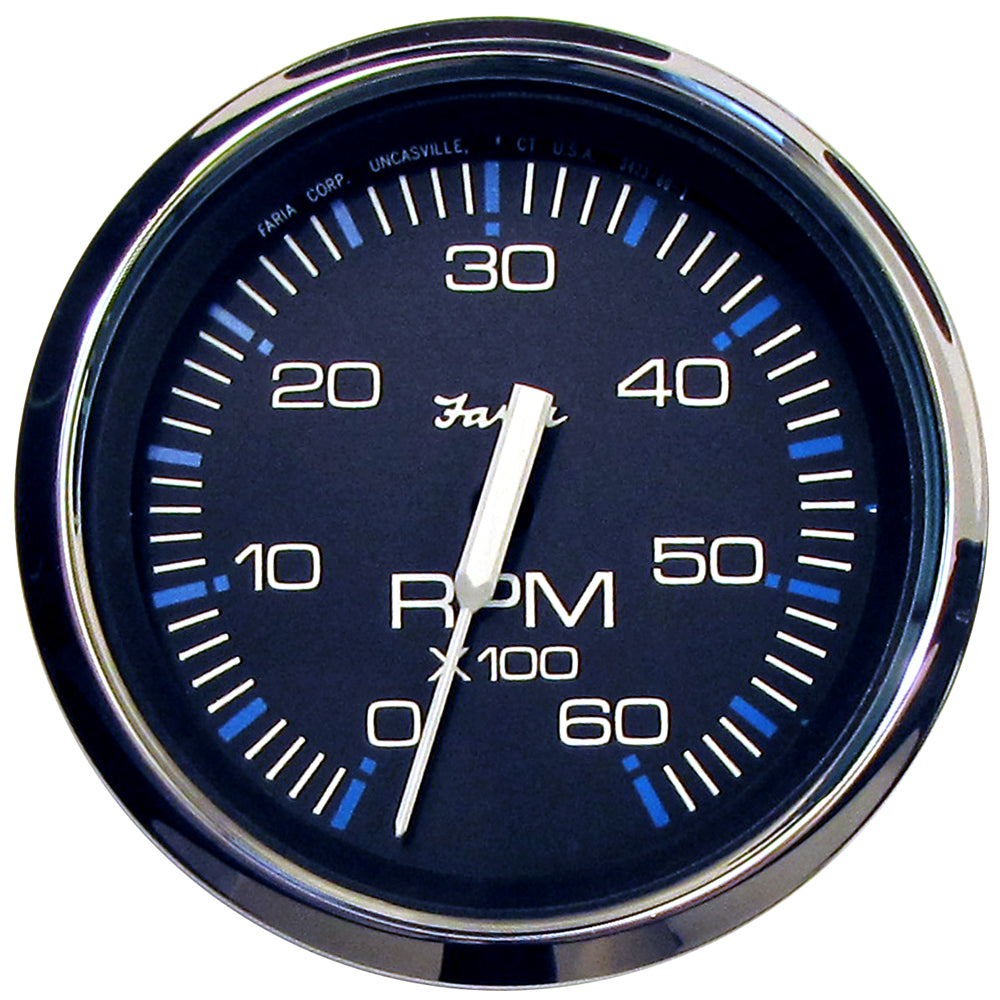 Faria 33710 Chesapeake Black 4" Tachometer - 6000 RPM (Gas) (Inboard I/O)