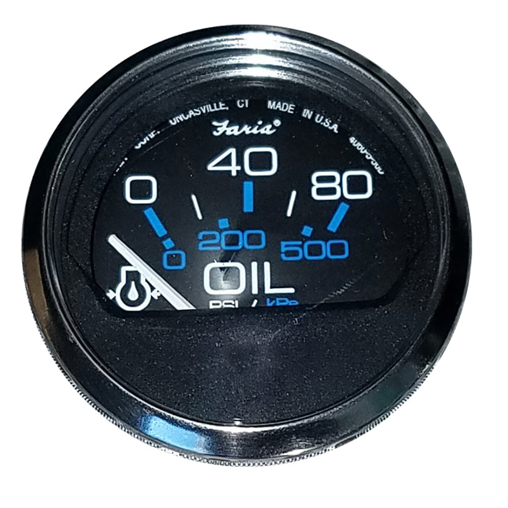 Faria 13702 Chesapeake Black 2" Oil Pressure Gauge (80 PSI)