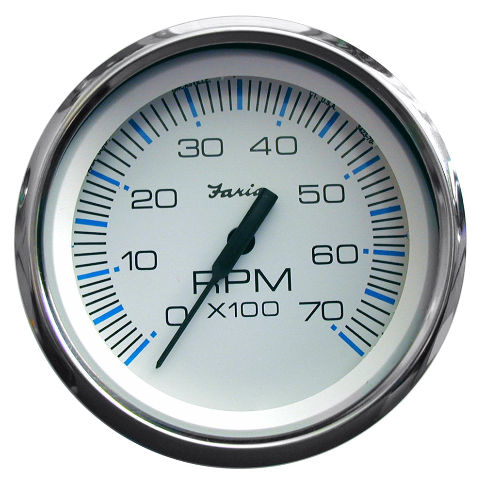 Faria 33817 Chesapeake White SS 4" Tachometer - 7000 RPM (Gas) (All Outboards)