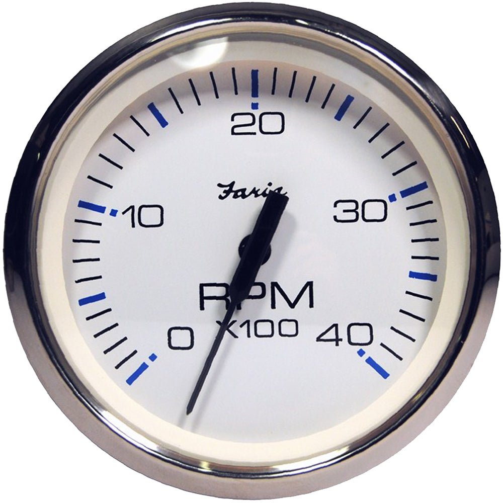 Faria 33818 Chesapeake White SS 4" Tachometer - 4000 RPM (Diesel) (Magnetic Pick-Up)