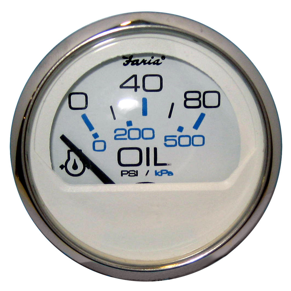Faria 13802 Chesapeake White SS 2" Oil Pressure Gauge (80 PSI)